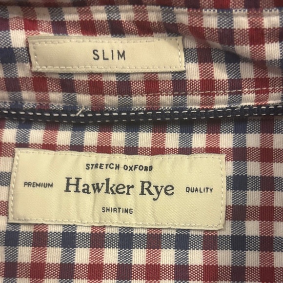 Hawker Rye Stretch Oxford Men's Red and Blue Checkered Shirt - Size Large - Picture 2 of 7